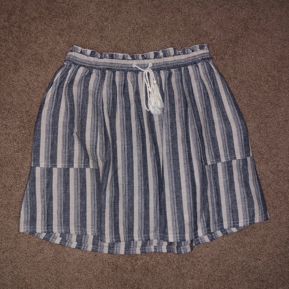 Blue and gray striped skirt